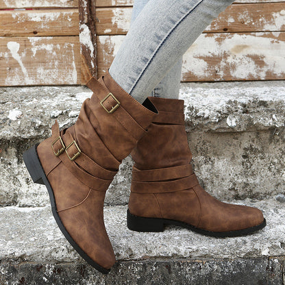 Nettie - Retro Leather Boots