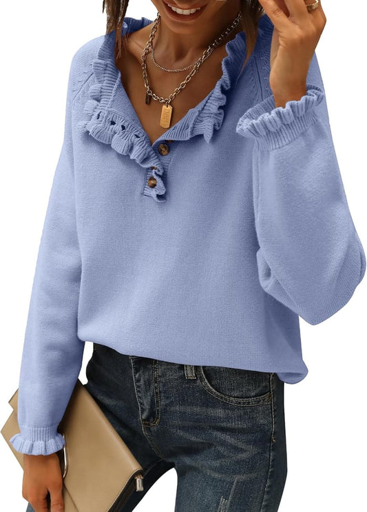 Suzan - knitted sweater with ruffle trim