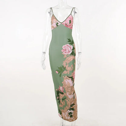 Lianna - Maxi dress with pink floral accents