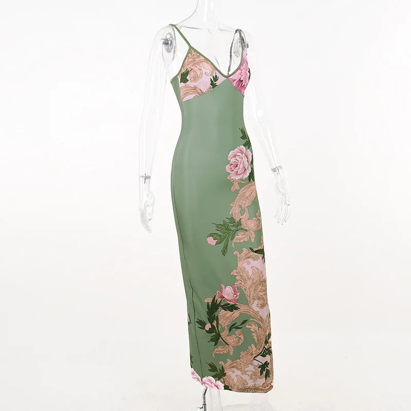 Lianna - Maxi dress with pink floral accents