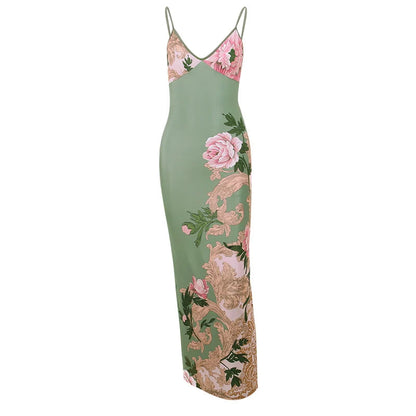 Lianna - Maxi dress with pink floral accents