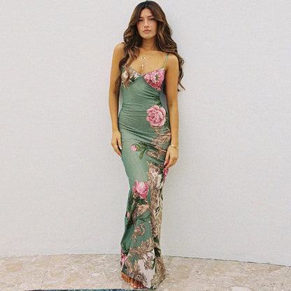 Lianna - Maxi dress with pink floral accents