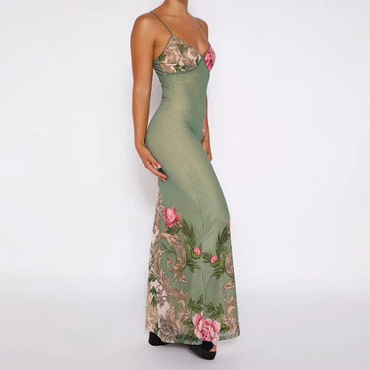 Lianna - Maxi dress with pink floral accents