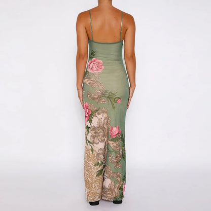 Lianna - Maxi dress with pink floral accents