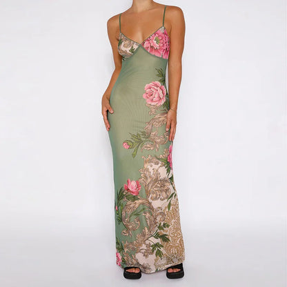 Lianna - Maxi dress with pink floral accents