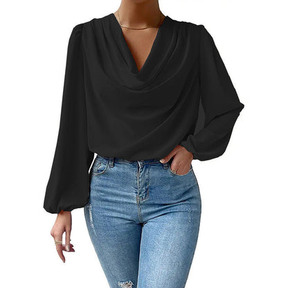 ASTRID – Elegant Chiffon V-Neck Blouse