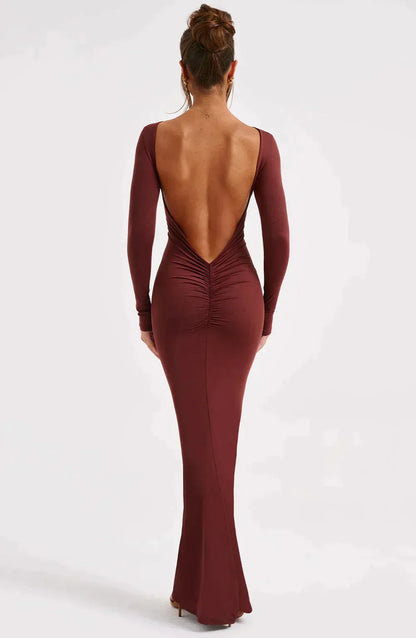 Elegant Maxi Dress with Open Back