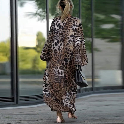 Moa Leopard Print Long Sleeve Dress