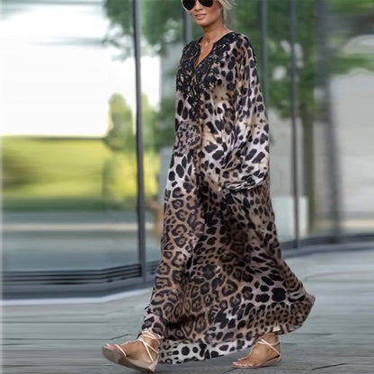 Moa Leopard Print Long Sleeve Dress