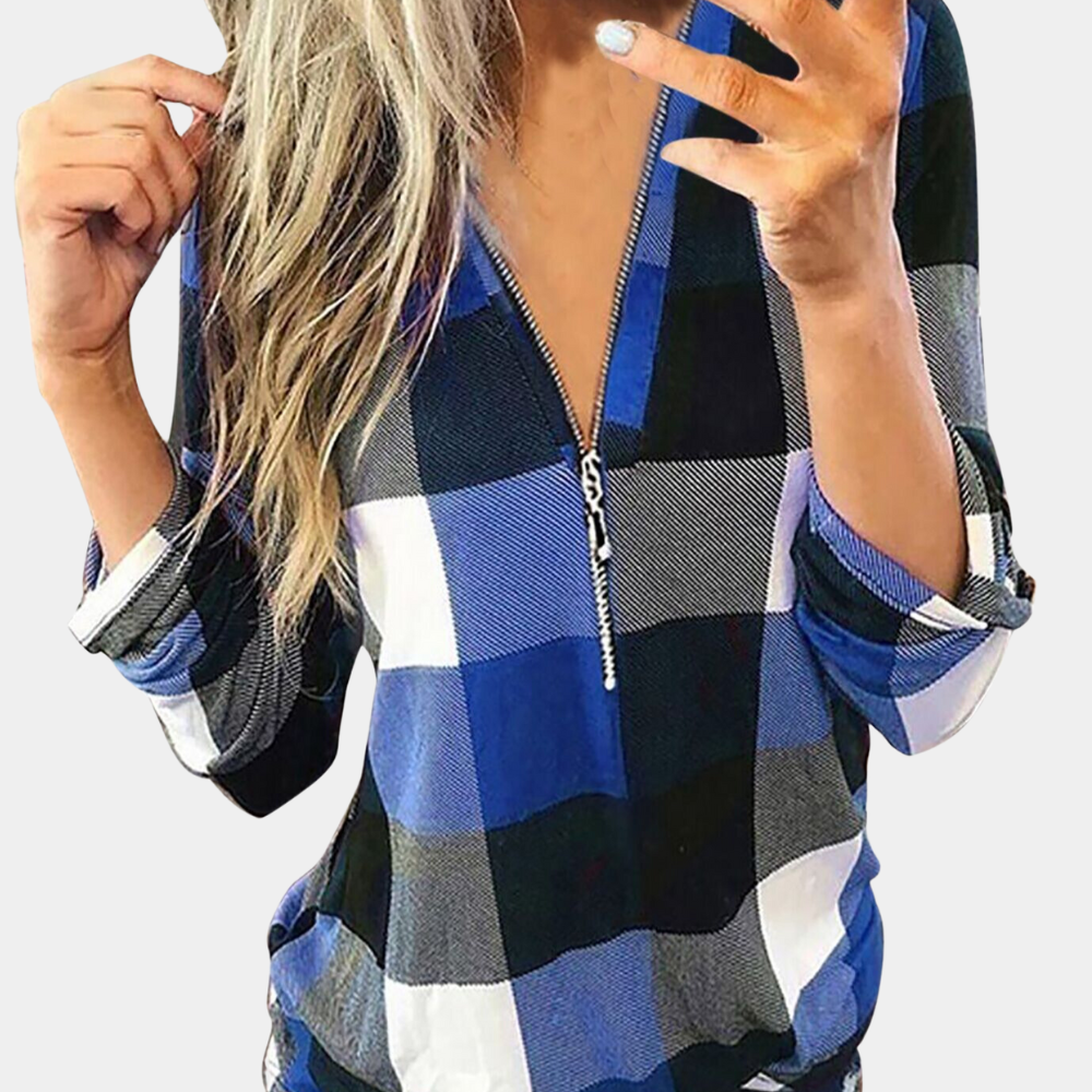 VANIA Classic Plaid Long-Sleeve Blouse